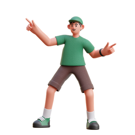 Boy in dancing pose 3D Illustration
