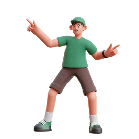 Boy in dancing pose  3D Illustration
