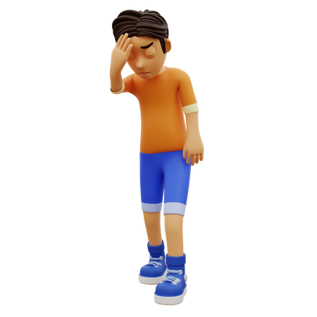 Boy In Dizzy Pose  3D Illustration