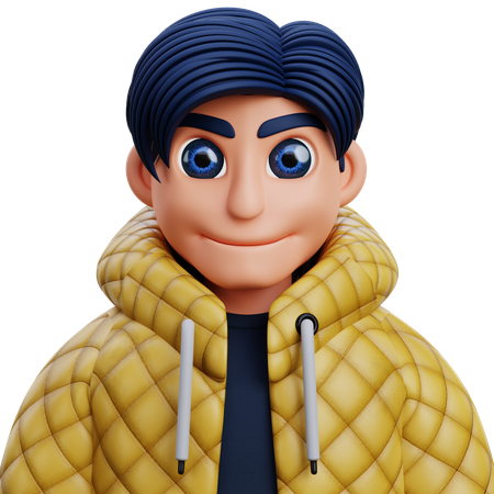 Boy in golden jacket  3D Icon