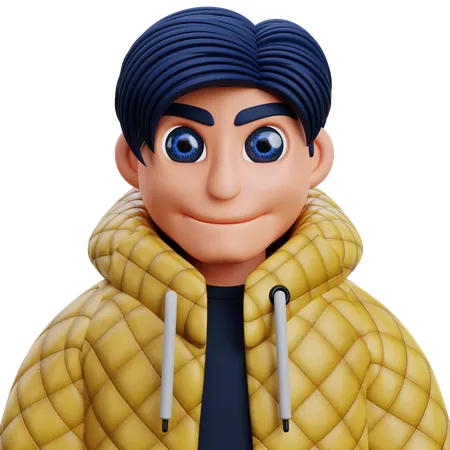Boy in golden jacket  3D Icon