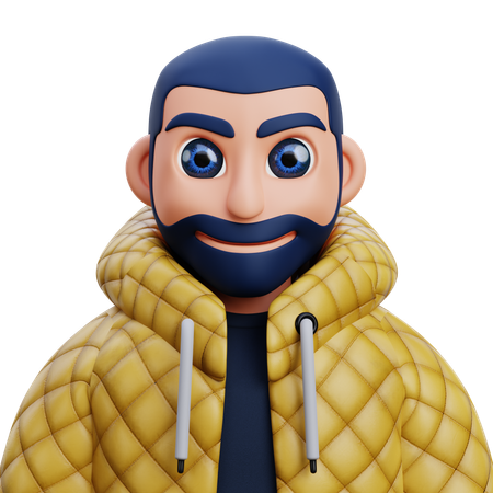 Boy in golden jacket  3D Icon