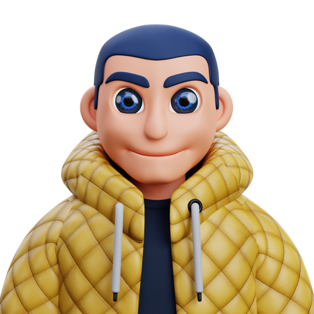 Boy in golden jacket  3D Icon