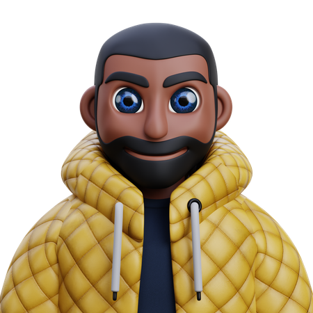Boy in golden jacket  3D Icon