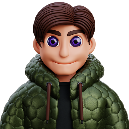 Boy in green jacket  3D Icon