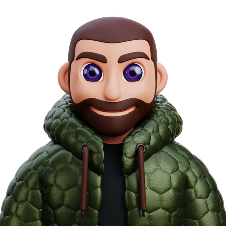 Boy in green jacket  3D Icon