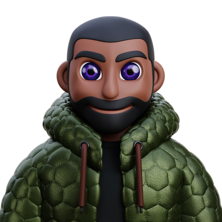 Boy in green jacket  3D Icon