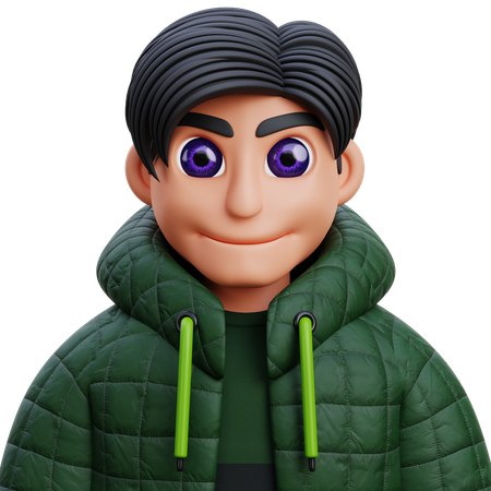 Boy in green jacket  3D Icon