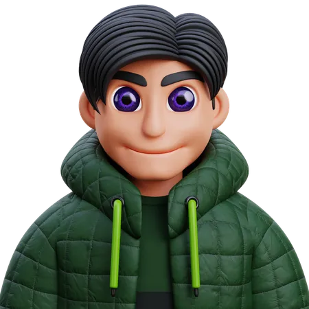 Boy in green jacket  3D Icon