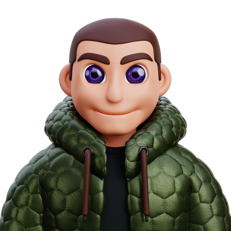 Boy in green jacket  3D Icon