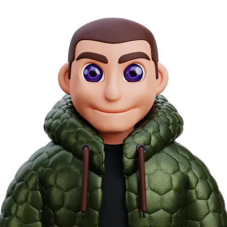 Boy in green jacket  3D Icon