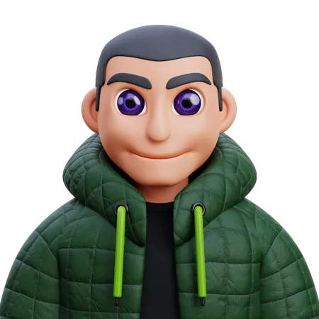 Boy in green jacket  3D Icon