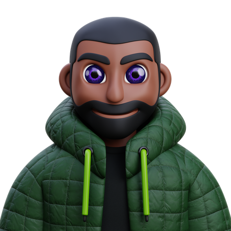 Boy in green jacket  3D Icon