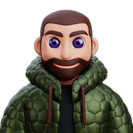 Boy in green jacket  3D Icon