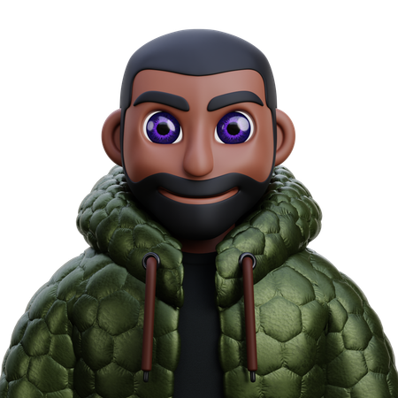 Boy in green jacket  3D Icon