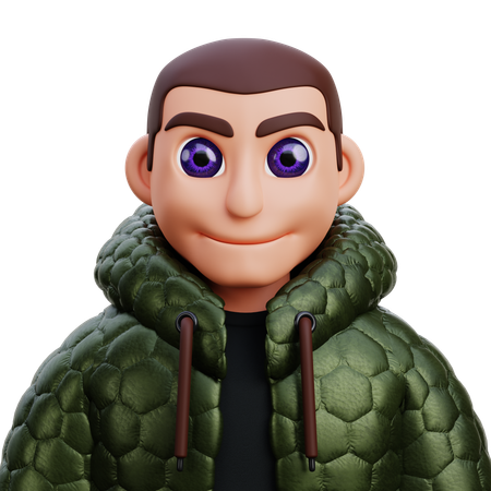 Boy in green jacket  3D Icon