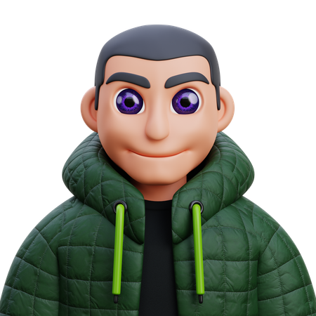 Boy in green jacket  3D Icon