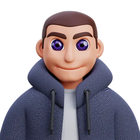 Boy in grey jacket  3D Icon