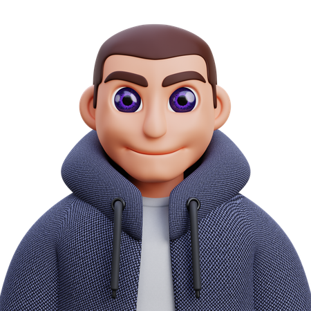 Boy in grey jacket  3D Icon