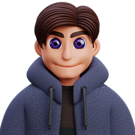 Boy in grey jacket  3D Icon