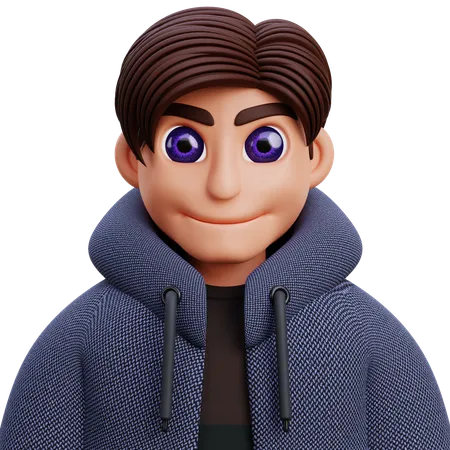 Boy in grey jacket  3D Icon