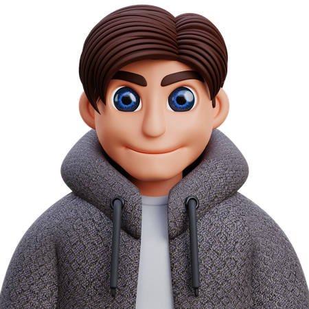 Boy in grey jacket  3D Icon