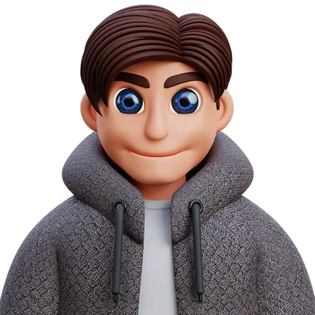 Boy in grey jacket  3D Icon