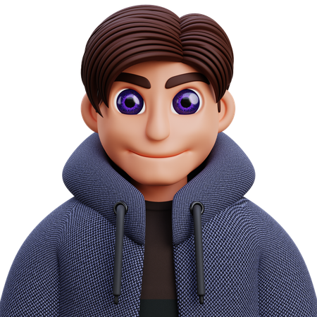 Boy in grey jacket  3D Icon