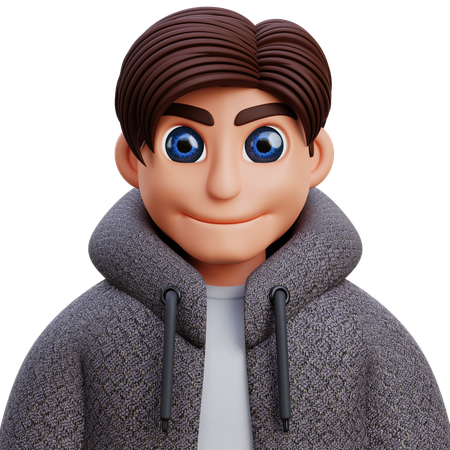 Boy in grey jacket  3D Icon