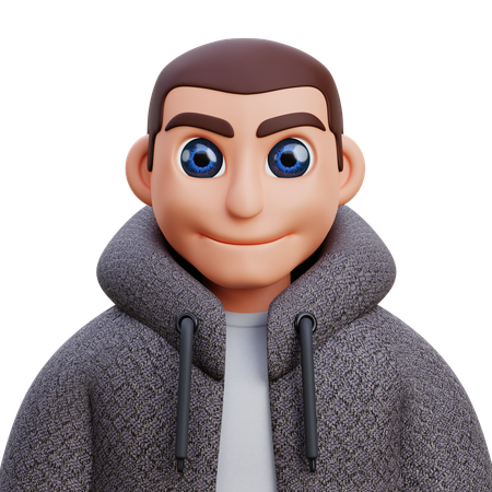 Boy in grey jacket  3D Icon