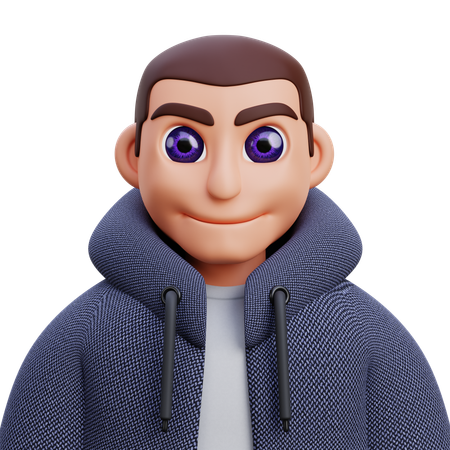 Boy in grey jacket  3D Icon