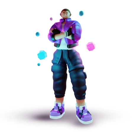 Boy in Meta world 3D Illustration