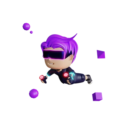 Boy in Metaverse  3D Illustration