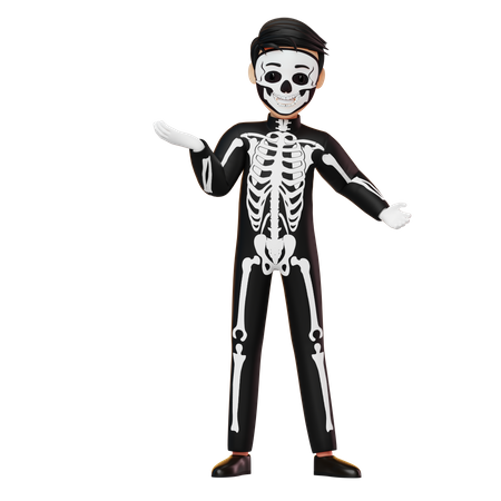 Boy In Skeleton Costume  3D Illustration