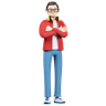 3d boy in standing pose logo