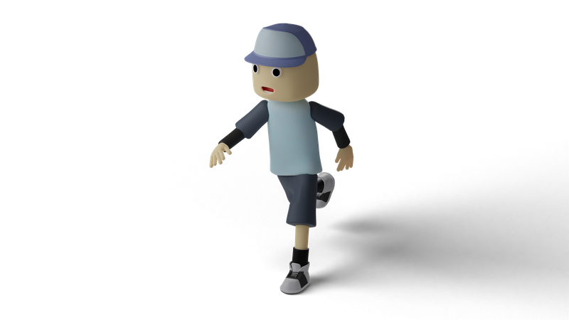 Boy In Walking Pose  3D Illustration