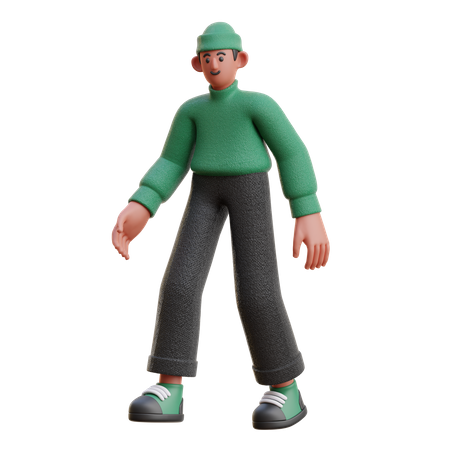 Boy in walking Pose  3D Illustration