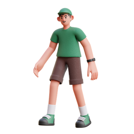 Boy in walking Pose  3D Illustration