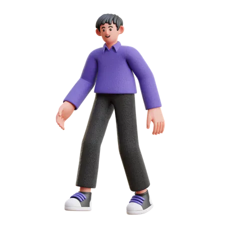 Boy in walking Pose  3D Illustration