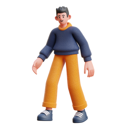 Boy in walking Pose  3D Illustration