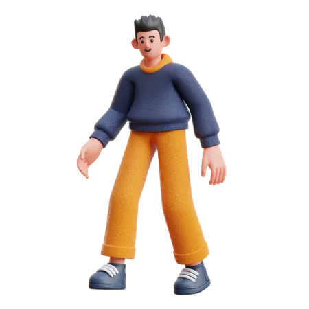 Boy in walking Pose  3D Illustration