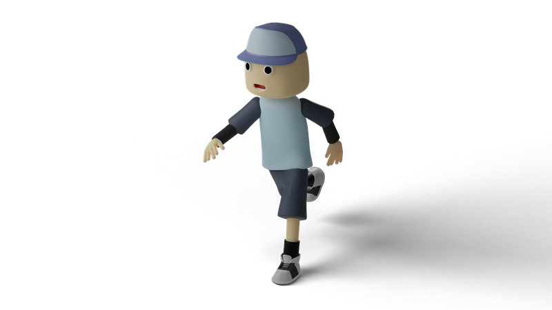 Boy In Walking Pose 3D Illustration