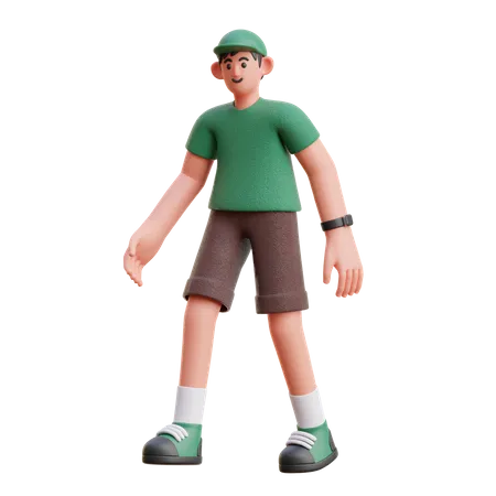 Boy in walking Pose 3D Illustration