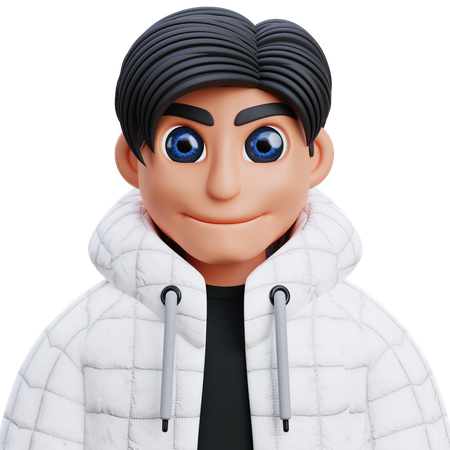 Boy in white jacket  3D Icon