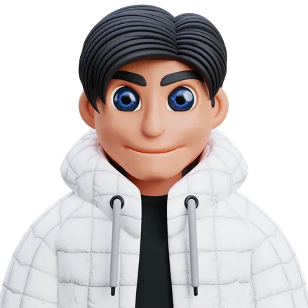 Boy in white jacket  3D Icon