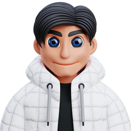 Boy in white jacket  3D Icon