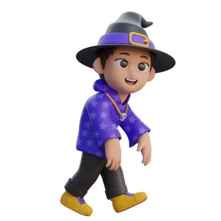 Boy in Wizard Costume  3D Illustration