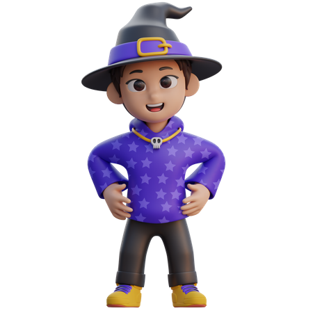 Boy in Wizard Costume  3D Illustration