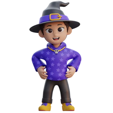 Boy in Wizard Costume  3D Illustration