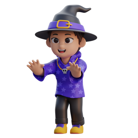 Boy in Wizard Costume  3D Illustration